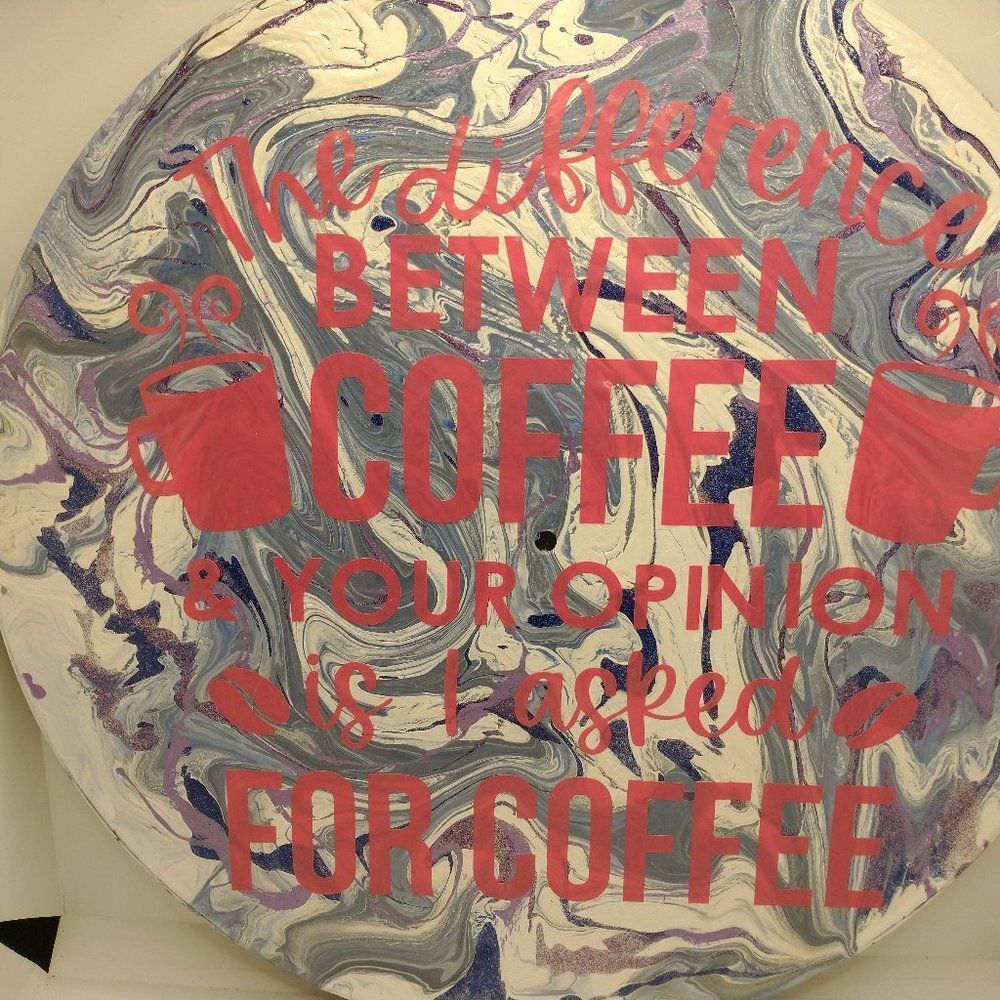Hand Crafted Colorful Funny Coffee Fluid Art Painting On 12" Vinyl Record